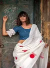 MG 165 Red Rosy Plain Linen Digital Printed Saree Online Wholesale
